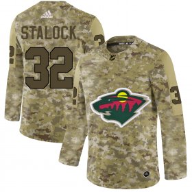 Wholesale Cheap Adidas Wild #32 Alex Stalock Camo Authentic Stitched NHL Jersey
