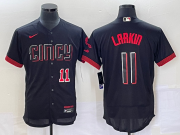 Wholesale Cheap Men's Cincinnati Reds #11 Barry Larkin Number Black 2023 City Connect Flex Base Stitched Jersey 2