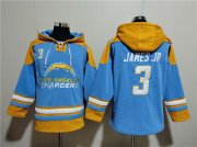 Wholesale Cheap Men's Los Angeles Chargers #3 Derwin James Jr. Blue Ageless Must-Have Lace-Up Pullover Hoodie