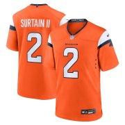 Cheap Men's Denver Broncos #2 Pat Surtain II Orange 2024 Game Stitched Jersey