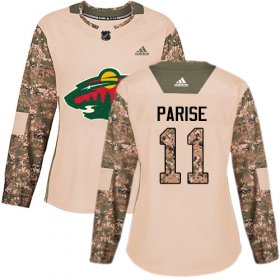 Wholesale Cheap Adidas Wild #11 Zach Parise Camo Authentic 2017 Veterans Day Women\'s Stitched NHL Jersey