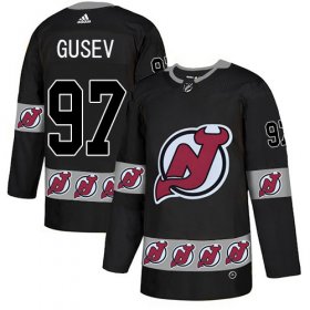Wholesale Cheap Adidas Devils #97 Nikita Gusev Black Authentic Team Logo Fashion Stitched NHL Jersey