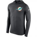 Wholesale Cheap Men's Miami Dolphins Nike Charcoal Stadium Touch Hooded Performance Long Sleeve T-Shirt