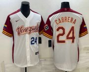 Cheap Mens Venezuela Baseball #24 Miguel Cabrera Number 2023 White World Classic Stitched Jersey