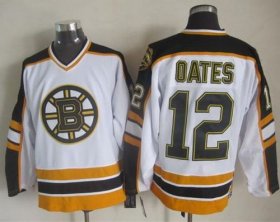 Wholesale Cheap Bruins #12 Adam Oates White/Black CCM Throwback Stitched NHL Jersey