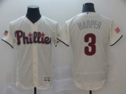 Wholesale Cheap Philadelphia Phillies #3 Bryce Harper Cream Independence Day Flexbase Authentic Stitched MLB Jersey