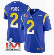 Wholesale Cheap Men's Los Angeles Rams #2 Robert Woods 2022 Royal Super Bowl LVI Vapor Limited Stitched Jersey