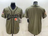 Wholesale Cheap Men's Cleveland Browns Blank Olive 2022 Salute To Service Cool Base Stitched Baseball Jersey