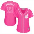 Wholesale Cheap Indians #23 Michael Brantley Pink Fashion Women's Stitched MLB Jersey