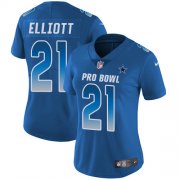 Wholesale Cheap Nike Cowboys #21 Ezekiel Elliott Royal Women's Stitched NFL Limited NFC 2019 Pro Bowl Jersey