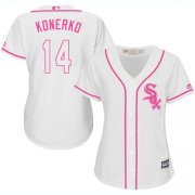 Wholesale Cheap White Sox #14 Paul Konerko White/Pink Fashion Women's Stitched MLB Jersey