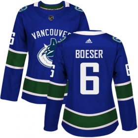 Wholesale Cheap Adidas Canucks #6 Brock Boeser Blue Home Authentic Women\'s Stitched NHL Jersey