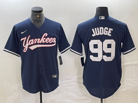 Cheap Men\'s New York Yankees #99 Aaron Judge Navy Cool Base Stitched Baseball Jersey