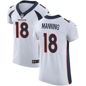 Wholesale Cheap Nike Broncos #18 Peyton Manning White Men\'s Stitched NFL Vapor Untouchable Elite Jersey