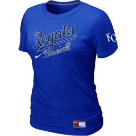 Wholesale Cheap Women\'s MLB Kansas City Royals Blue Nike Short Sleeve Practice T-Shirt