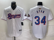 Cheap Men's Texas Rangers #34 Nolan Ryan White 2024 Gold Collection Limited Cool Base Jersey