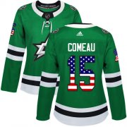 Cheap Adidas Stars #15 Blake Comeau Green Home Authentic USA Flag Women's Stitched NHL Jersey