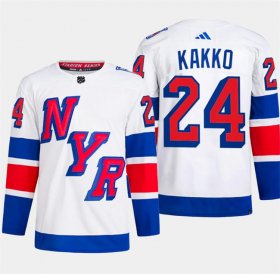 Cheap Men\'s New York Rangers #24 Kaapo Kakko White 2024 Stadium Series Stitched Jersey