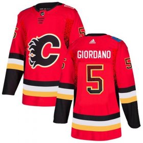 Wholesale Cheap Adidas Flames #5 Mark Giordano Red Home Authentic Drift Fashion Stitched NHL Jersey