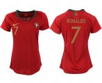 Wholesale Cheap Women's Portugal #7 Ronaldo Home Soccer Country Jersey