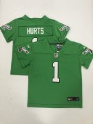 Wholesale Cheap Toddlers Philadelphia Eagles #1 Jalen Hurts Green 2023 Vapor Limited Throwback Jersey