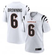 Cheap Men's Cincinnati Bengals #6 Jake Browning White Stitched Game Jersey