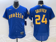 Wholesale Cheap Men's Seattle Mariners #24 Ken Griffey Blue 2023 City Connect Flex Base Stitched Jersey