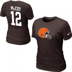 Wholesale Cheap Women\'s Nike Cleveland Browns #12 Colt McCoy Name & Number T-Shirt Brown
