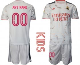 Wholesale Cheap Youth 2021-2022 Club Real Madrid home white customized Adidas Soccer Jersey