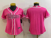 Wholesale Cheap Women's Los Angeles Rams Blank Pink With Patch Cool Base Stitched Baseball Jersey