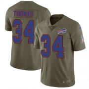 Wholesale Cheap Nike Bills #34 Thurman Thomas Olive Men's Stitched NFL Limited 2017 Salute To Service Jersey