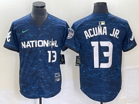 Wholesale Cheap Men\'s Atlanta Braves #13 Ronald Acuna Jr Number Royal 2023 All Star Cool Base Stitched Baseball Jersey