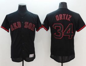 Wholesale Cheap Red Sox #34 David Ortiz Black Fashion Flexbase Authentic Collection Stitched MLB Jersey