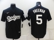 Wholesale Cheap Men's Los Angeles Dodgers #5 Freddie Freeman Black Cool Base Stitched Baseball Jerseys