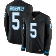 Wholesale Cheap Nike Panthers #5 Teddy Bridgewater Black Team Color Men's Stitched NFL Limited Therma Long Sleeve Jersey