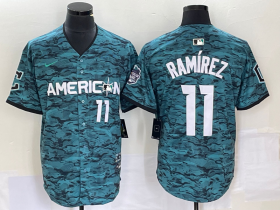 Wholesale Cheap Men\'s Cleveland Indians #11 Jose Ramirez Number Teal 2023 All Star Cool Base Stitched Jersey