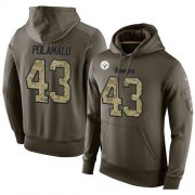 Wholesale Cheap NFL Men's Nike Pittsburgh Steelers #43 Troy Polamalu Stitched Green Olive Salute To Service KO Performance Hoodie
