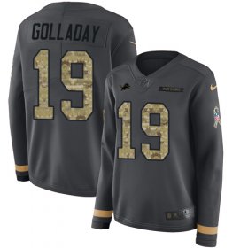 Wholesale Cheap Nike Lions #19 Kenny Golladay Anthracite Salute to Service Women\'s Stitched NFL Limited Therma Long Sleeve Jersey