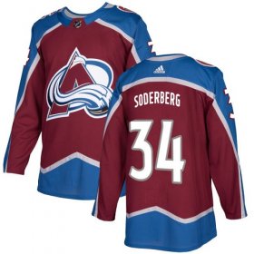 Wholesale Cheap Adidas Avalanche #34 Carl Soderberg Burgundy Home Authentic Stitched NHL Jersey