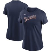 Wholesale Cheap San Diego Padres Nike Women's Cooperstown Collection Wordmark T-Shirt Navy