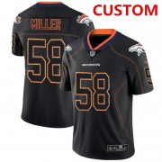 Cheap Men's Denver Broncos Custom NFL 2018 Lights Out Black Color Rush Limited Jersey