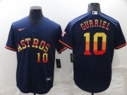 Wholesale Cheap Men's Houston Astros #10 Yuli Gurriel Number Navy Blue Rainbow Stitched MLB Cool Base Nike Jersey
