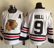 Wholesale Cheap Blackhawks #9 Bobby Hull White CCM Throwback Stitched NHL Jersey