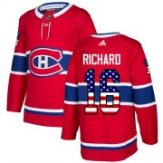 Wholesale Cheap Adidas Canadiens #16 Henri Richard Red Home Authentic USA Flag Stitched NHL Jersey