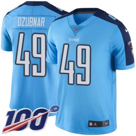 Wholesale Cheap Nike Titans #49 Nick Dzubnar Light Blue Men\'s Stitched NFL Limited Rush 100th Season Jersey