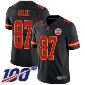 Wholesale Big Size Nike Chiefs #87 Travis Kelce Black Men\'s Stitched NFL Limited Rush 100th Season Jersey