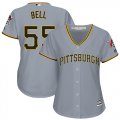 Wholesale Cheap Pirates #55 Josh Bell Grey Road Women's Stitched MLB Jersey
