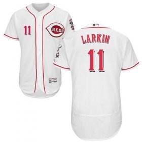 Wholesale Cheap Reds #11 Barry Larkin White Flexbase Authentic Collection Stitched MLB Jersey