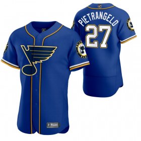 Wholesale Cheap St. Louis Blues #27 Alex Pietrangelo Men\'s 2020 NHL x MLB Crossover Edition Baseball Jersey Blue