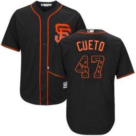 Wholesale Cheap Giants #47 Johnny Cueto Black Team Logo Fashion Stitched MLB Jersey
